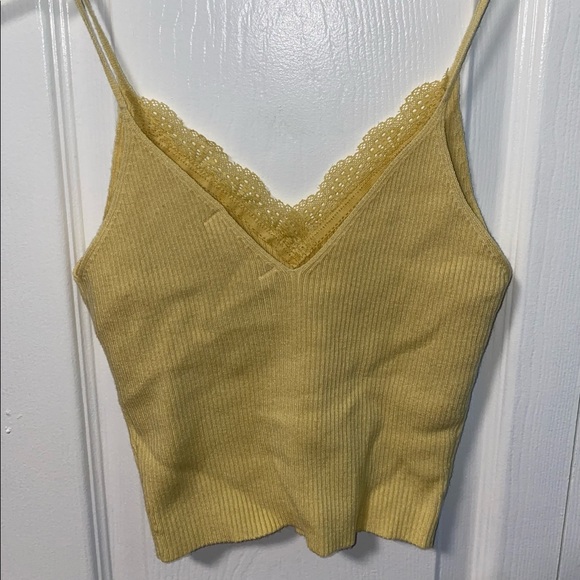 Yellow v neck knit tank top - Picture 2 of 2